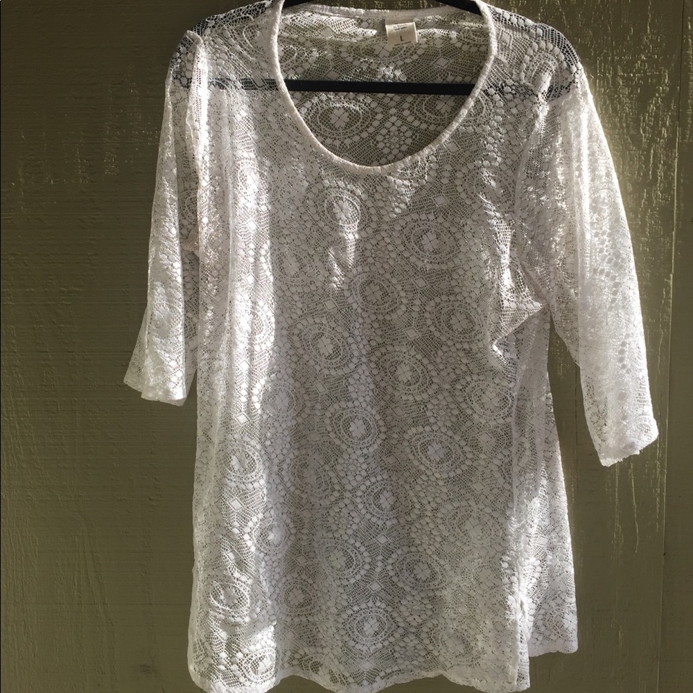 Boho White lace tunic shirt